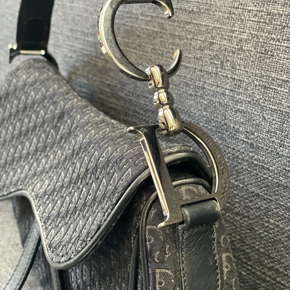 Christian Dior Black Trotter Canvas Double Saddle Bag - Picture 9 of 16